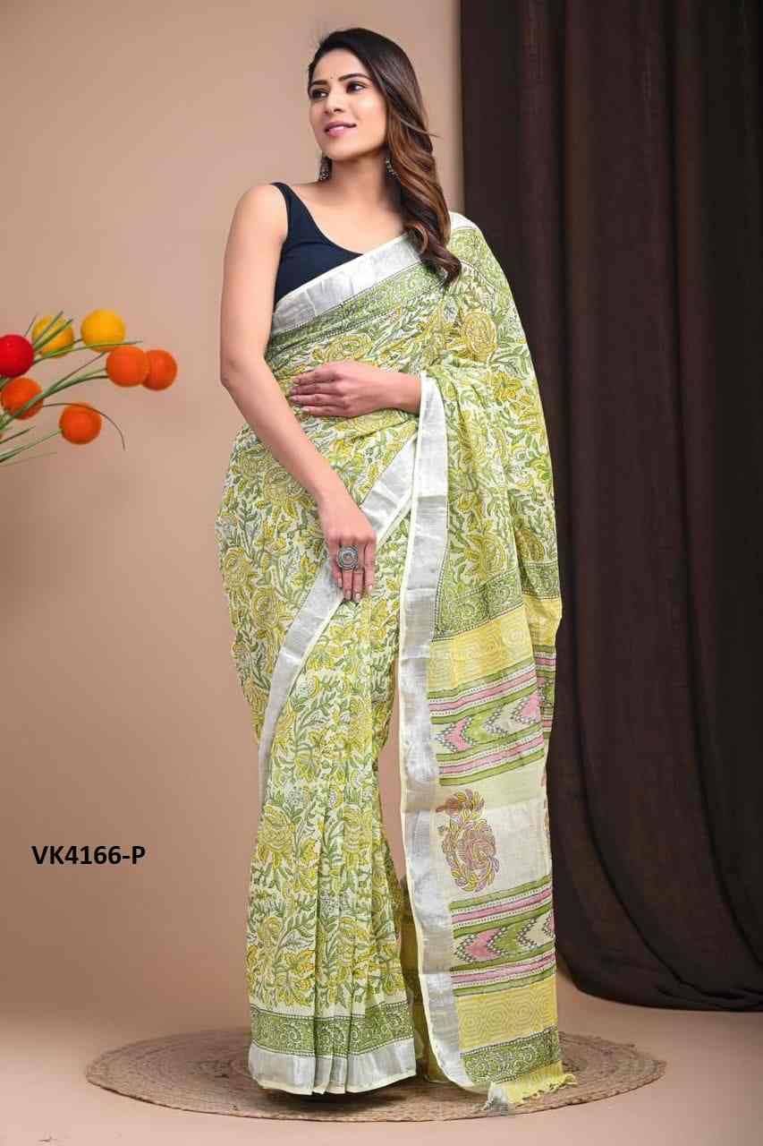 VK-4166 By Fashid Wholesale 4166-A To 4166-R Series Indian Traditional Wear Collection Beautiful Stylish Fancy Colorful Party Wear & Occasional Wear Linen Sarees At Wholesale Price