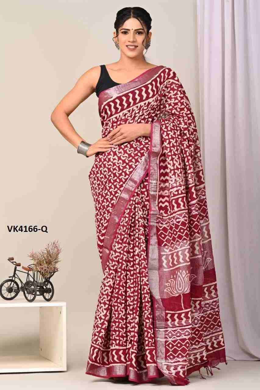 VK-4166 By Fashid Wholesale 4166-A To 4166-R Series Indian Traditional Wear Collection Beautiful Stylish Fancy Colorful Party Wear & Occasional Wear Linen Sarees At Wholesale Price