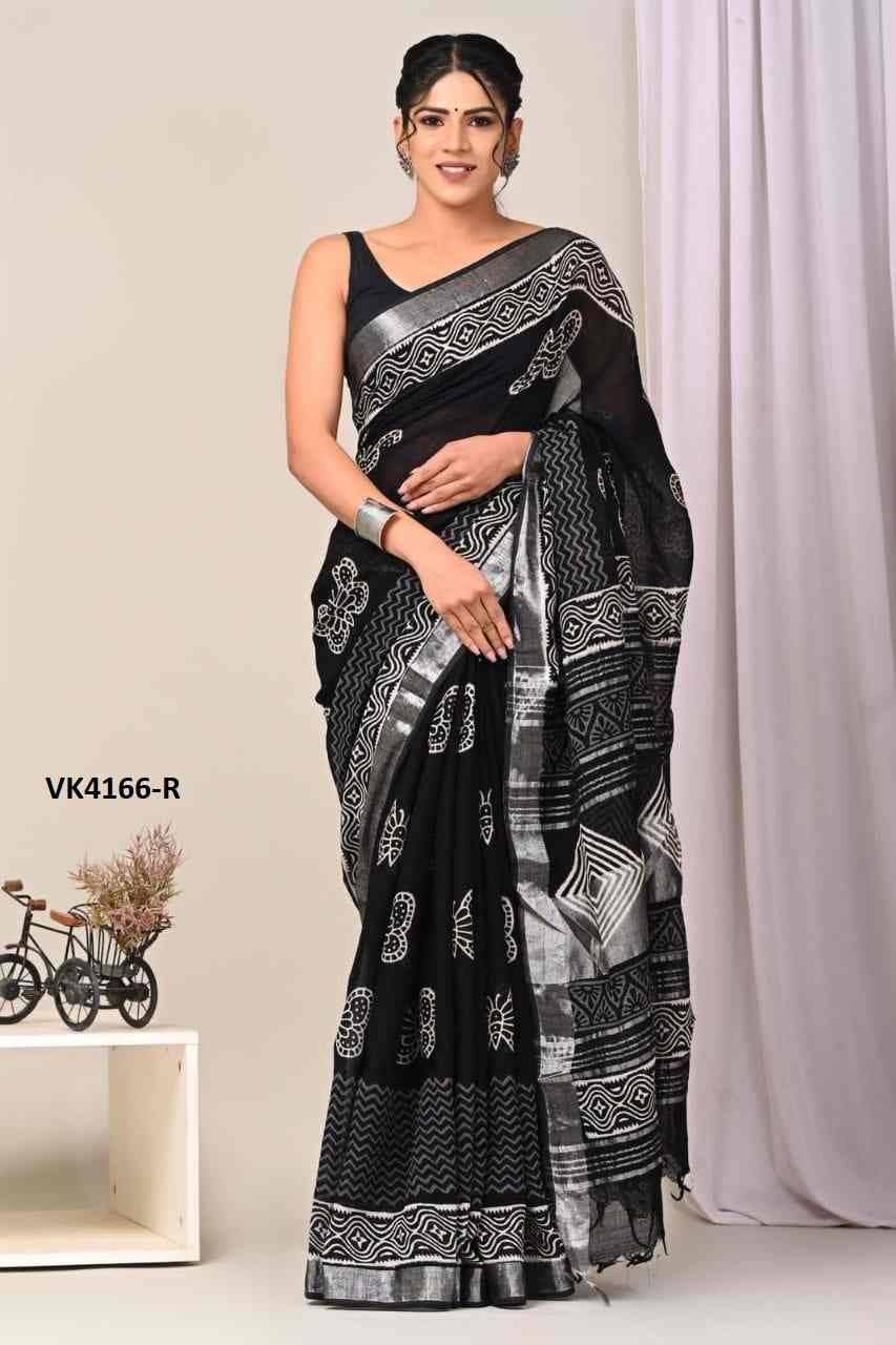 VK-4166 By Fashid Wholesale 4166-A To 4166-R Series Indian Traditional Wear Collection Beautiful Stylish Fancy Colorful Party Wear & Occasional Wear Linen Sarees At Wholesale Price
