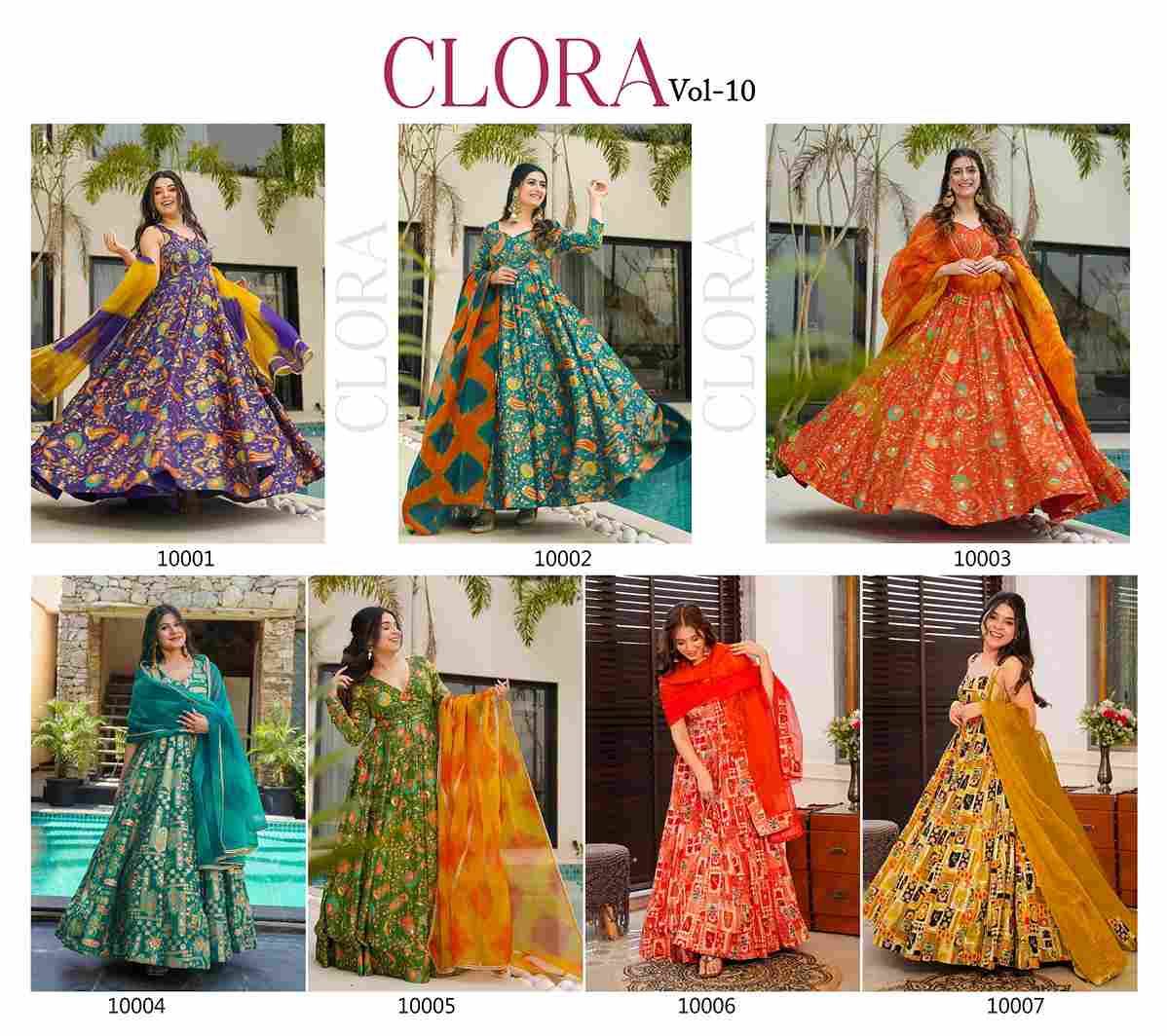 Clora Vol-10 By Fashid Wholesale 10001 To 10007 Series Beautiful Stylish Fancy Colorful Casual Wear & Ethnic Wear Silk Gowns With Dupatta At Wholesale Price