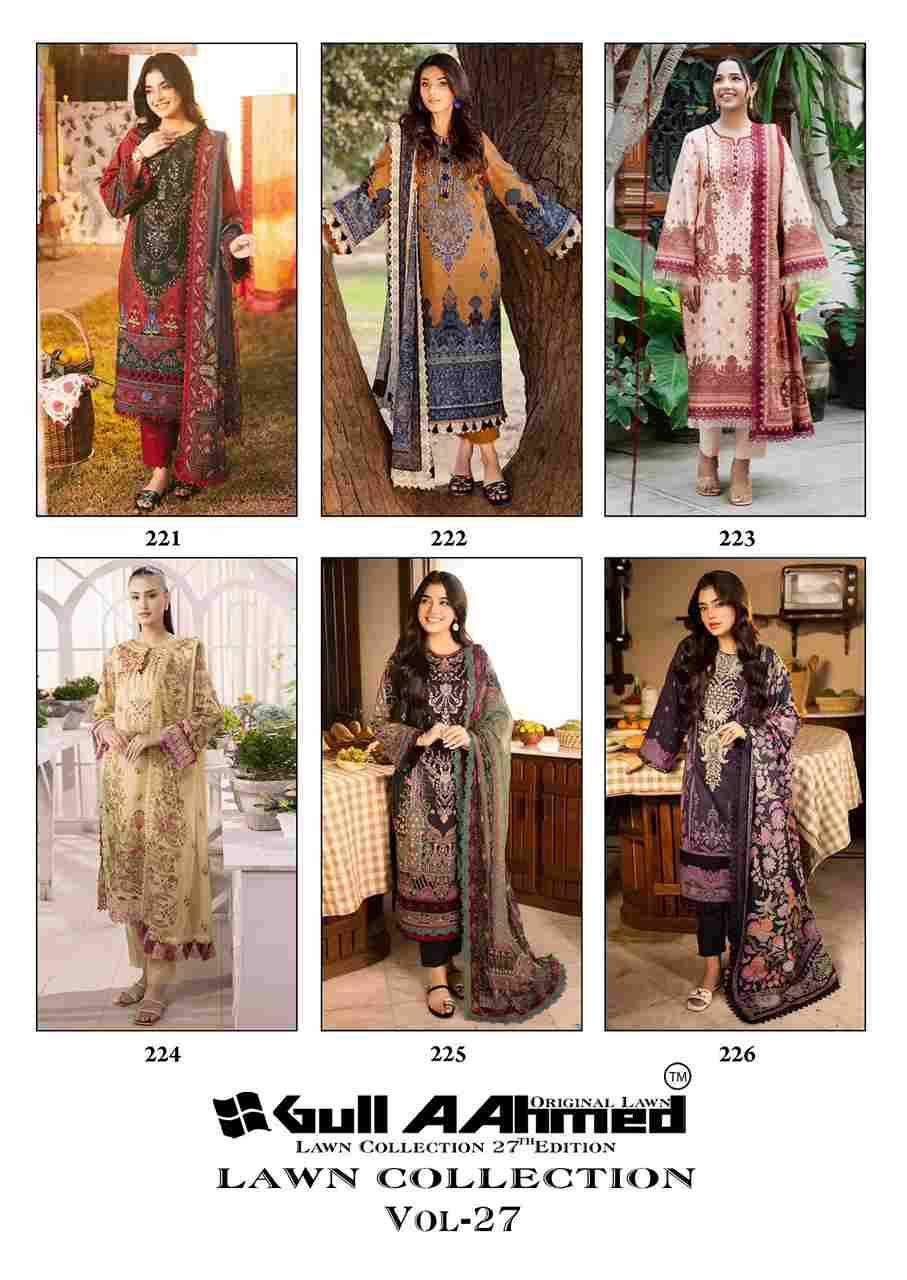 Gull Aahmed Lawn Collection Vol-27 By Gull Aahmed 221 To 226 Series Beautiful Festive Suits Stylish Fancy Colorful Casual Wear & Ethnic Wear Pure Lawn Dresses At Wholesale Price
