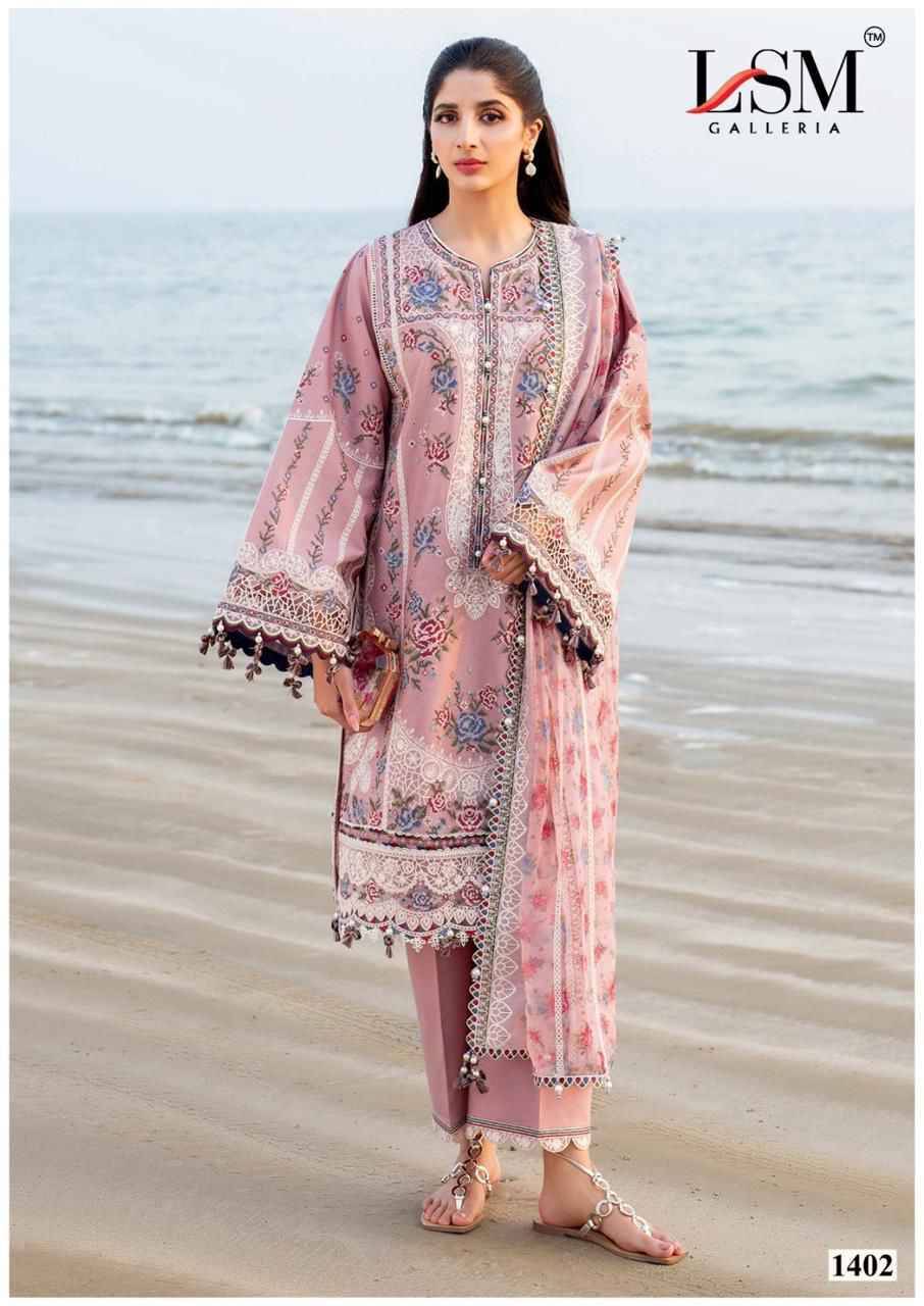 Parian Dream Vol-14 By Lsm Galleria 1401 To 1406 Series Beautiful Festive Suits Colorful Stylish Fancy Casual Wear & Ethnic Wear Pure Lawn Print With Work Dresses At Wholesale Price