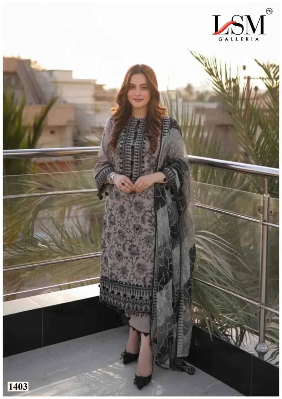 Parian Dream Vol-14 By Lsm Galleria 1401 To 1406 Series Beautiful Festive Suits Colorful Stylish Fancy Casual Wear & Ethnic Wear Pure Lawn Print With Work Dresses At Wholesale Price