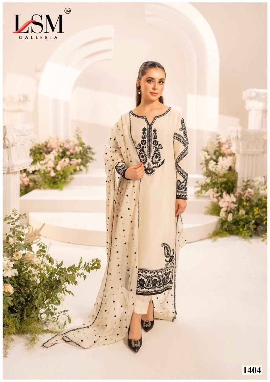 Parian Dream Vol-14 By Lsm Galleria 1401 To 1406 Series Beautiful Festive Suits Colorful Stylish Fancy Casual Wear & Ethnic Wear Pure Lawn Print With Work Dresses At Wholesale Price
