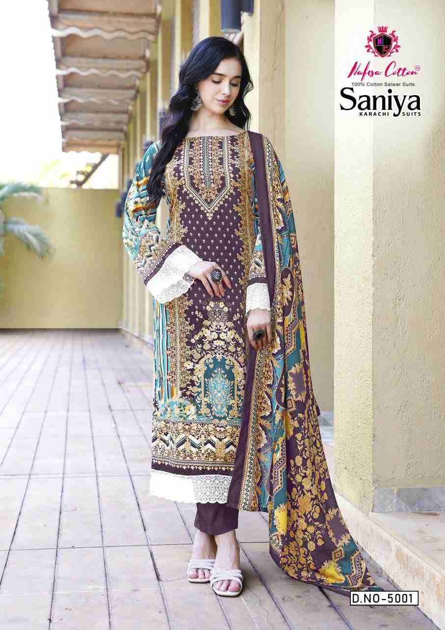 Saniya Vol-5 By Nafisa Cotton 5001 To 5006 Series Beautiful Stylish Festive Suits Fancy Colorful Casual Wear & Ethnic Wear & Ready To Wear Soft Cotton Print Dresses At Wholesale Price