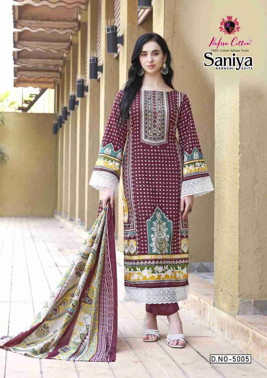 Saniya Vol-5 By Nafisa Cotton 5001 To 5006 Series Beautiful Stylish Festive Suits Fancy Colorful Casual Wear & Ethnic Wear & Ready To Wear Soft Cotton Print Dresses At Wholesale Price