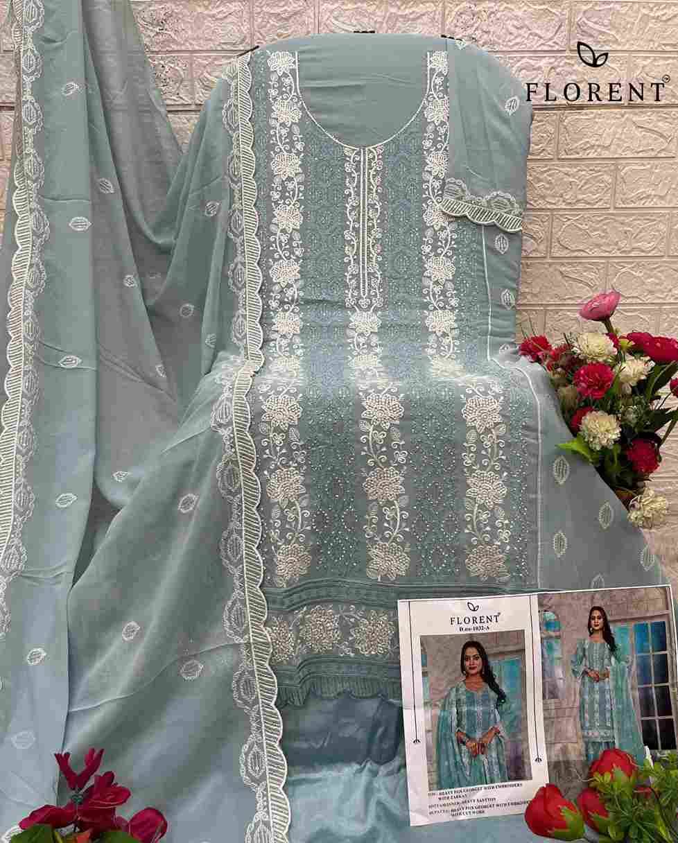 Florent 1032 Colours By Fashid Wholesale 1032-A To 1032-D Series Beautiful Pakistani Suits Stylish Fancy Colorful Party Wear & Occasional Wear Faux Georgette Dresses At Wholesale Price