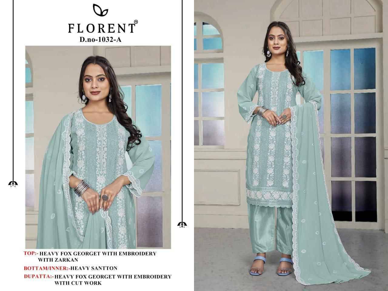 Florent 1032 Colours By Fashid Wholesale 1032-A To 1032-D Series Beautiful Pakistani Suits Stylish Fancy Colorful Party Wear & Occasional Wear Faux Georgette Dresses At Wholesale Price
