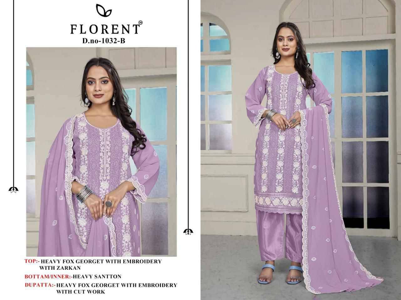 Florent 1032 Colours By Fashid Wholesale 1032-A To 1032-D Series Beautiful Pakistani Suits Stylish Fancy Colorful Party Wear & Occasional Wear Faux Georgette Dresses At Wholesale Price