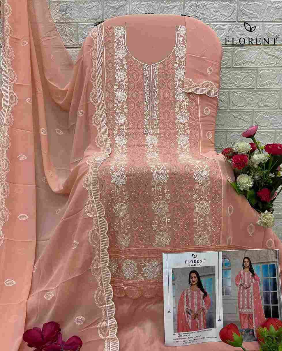 Florent 1032 Colours By Fashid Wholesale 1032-A To 1032-D Series Beautiful Pakistani Suits Stylish Fancy Colorful Party Wear & Occasional Wear Faux Georgette Dresses At Wholesale Price