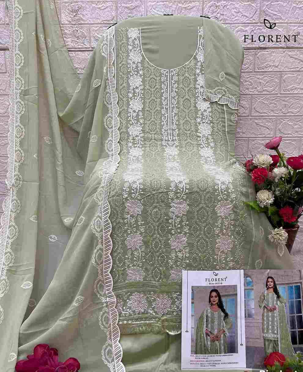 Florent 1032 Colours By Fashid Wholesale 1032-A To 1032-D Series Beautiful Pakistani Suits Stylish Fancy Colorful Party Wear & Occasional Wear Faux Georgette Dresses At Wholesale Price