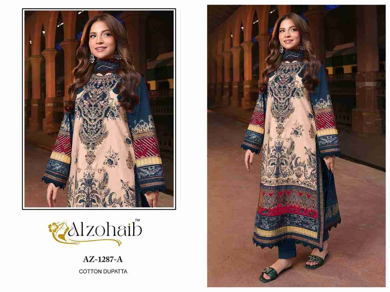 Alzohaib-1287 Colours By Alzohaib 1287-A To 1287-C Series Beautiful Pakistani Suits Stylish Fancy Colorful Party Wear & Occasional Wear Pure Cotton Print Dresses At Wholesale Price