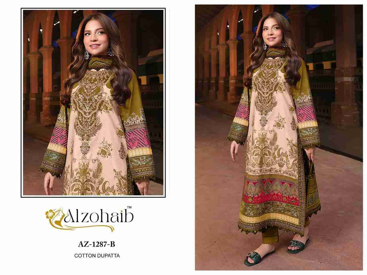 Alzohaib-1287 Colours By Alzohaib 1287-A To 1287-C Series Beautiful Pakistani Suits Stylish Fancy Colorful Party Wear & Occasional Wear Pure Cotton Print Dresses At Wholesale Price