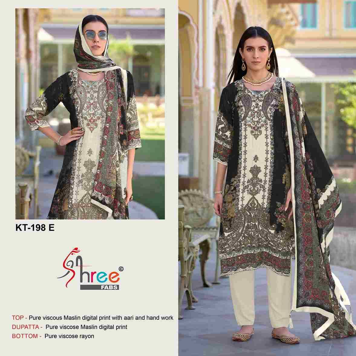 Shree Fabs Hit Design KT-198 Colours Vol-2 By Shree Fabs KT-198-E To KT-198-F Series Designer Pakistani Suits Beautiful Fancy Stylish Colorful Party Wear & Occasional Wear Pure Viscose Muslin Embroidery Dresses At Wholesale Price