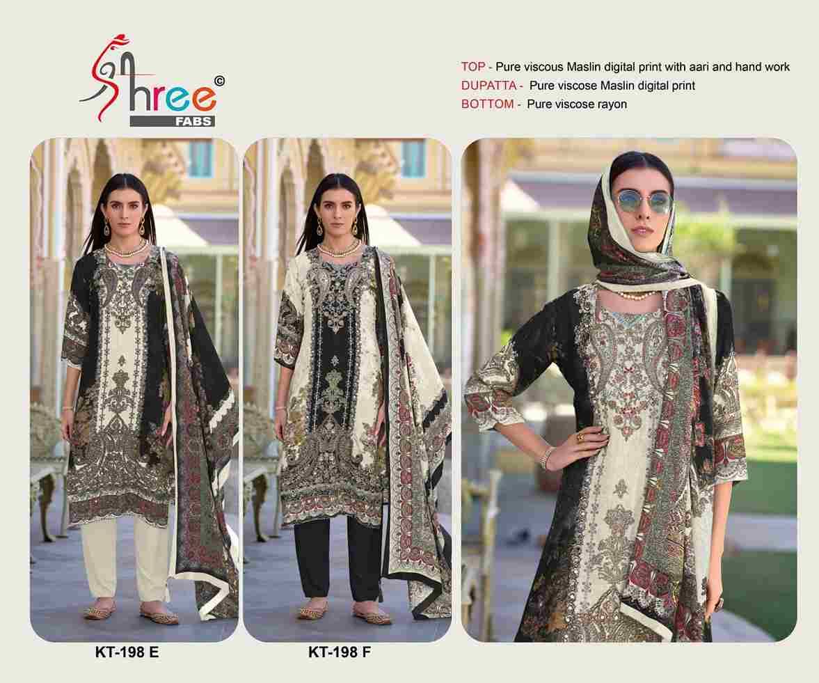 Shree Fabs Hit Design KT-198 Colours Vol-2 By Shree Fabs KT-198-E To KT-198-F Series Designer Pakistani Suits Beautiful Fancy Stylish Colorful Party Wear & Occasional Wear Pure Viscose Muslin Embroidery Dresses At Wholesale Price