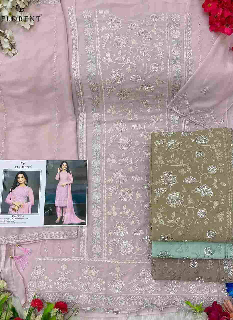 Florent 1028 Colours By Fashid Wholesale 1028-A To 1028-D Series Pakistani Suits Beautiful Fancy Colorful Stylish Party Wear & Occasional Wear Georgette Embroidery Dresses At Wholesale Price