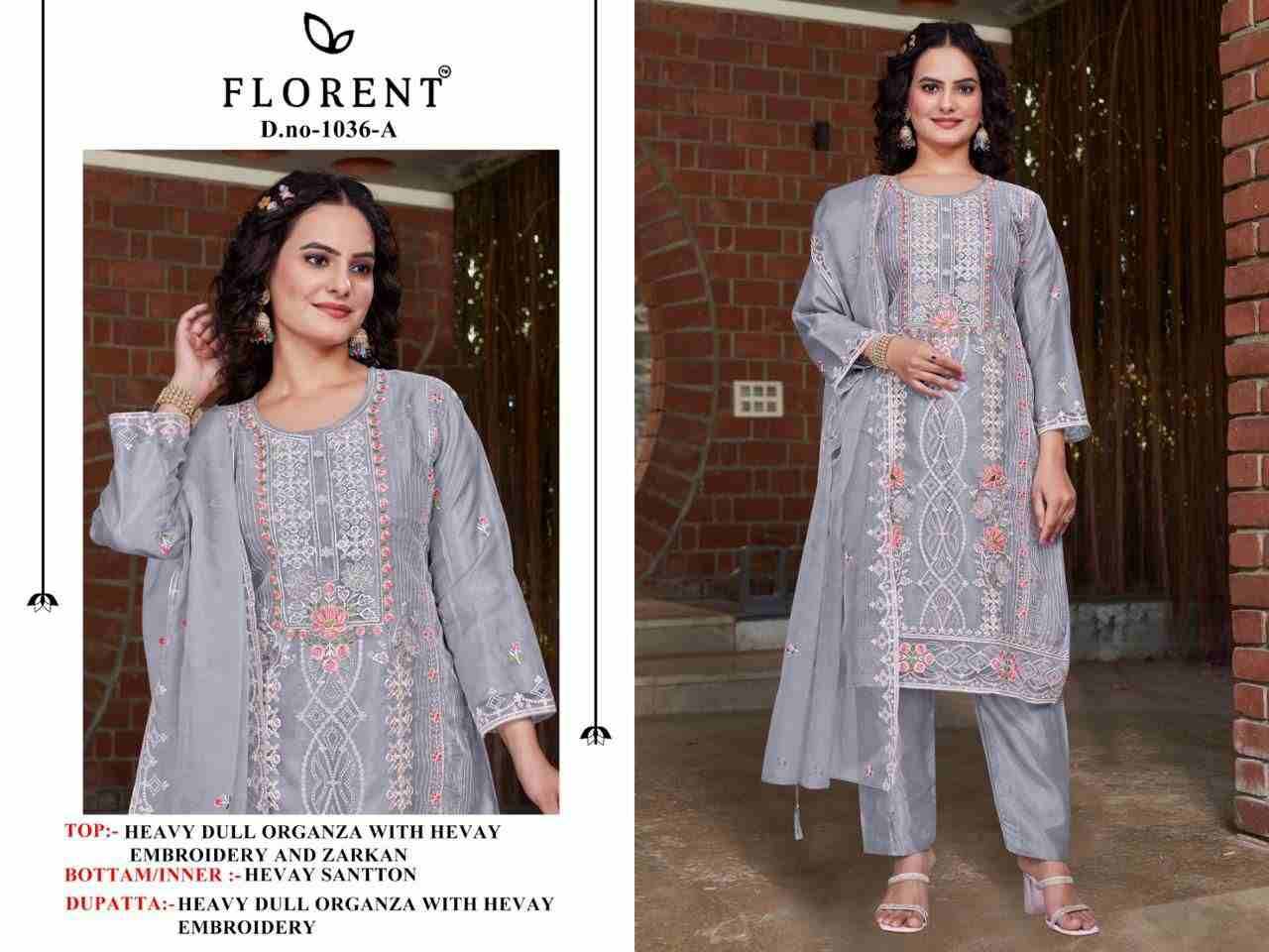 Florent 1036 Colours By Fashid Wholesale 1036-A To 1036-D Series Beautiful Pakistani Suits Stylish Fancy Colorful Party Wear & Occasional Wear Dull Organza Dresses At Wholesale Price