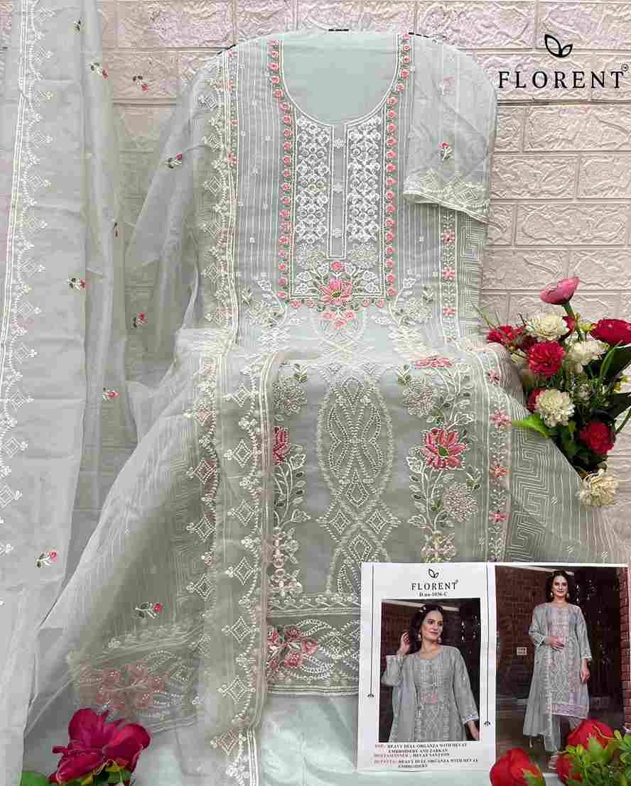 Florent 1036 Colours By Fashid Wholesale 1036-A To 1036-D Series Beautiful Pakistani Suits Stylish Fancy Colorful Party Wear & Occasional Wear Dull Organza Dresses At Wholesale Price