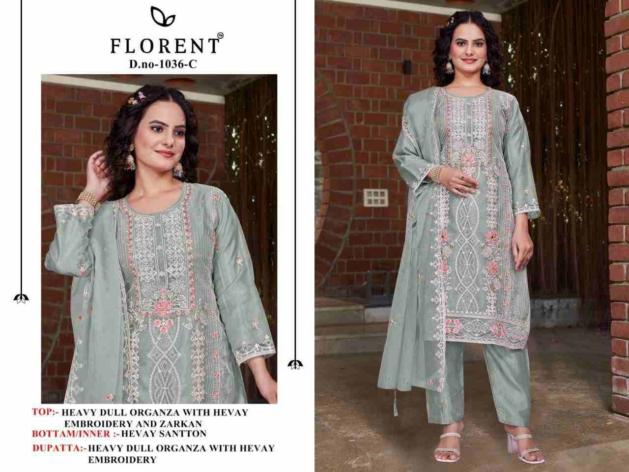 Florent 1036 Colours By Fashid Wholesale 1036-A To 1036-D Series Beautiful Pakistani Suits Stylish Fancy Colorful Party Wear & Occasional Wear Dull Organza Dresses At Wholesale Price