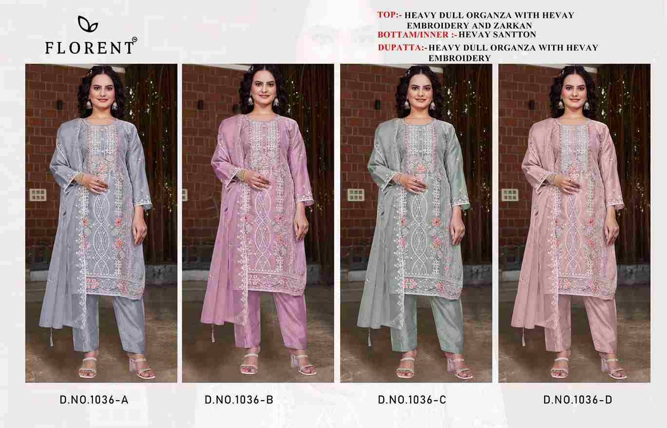 Florent 1036 Colours By Fashid Wholesale 1036-A To 1036-D Series Beautiful Pakistani Suits Stylish Fancy Colorful Party Wear & Occasional Wear Dull Organza Dresses At Wholesale Price