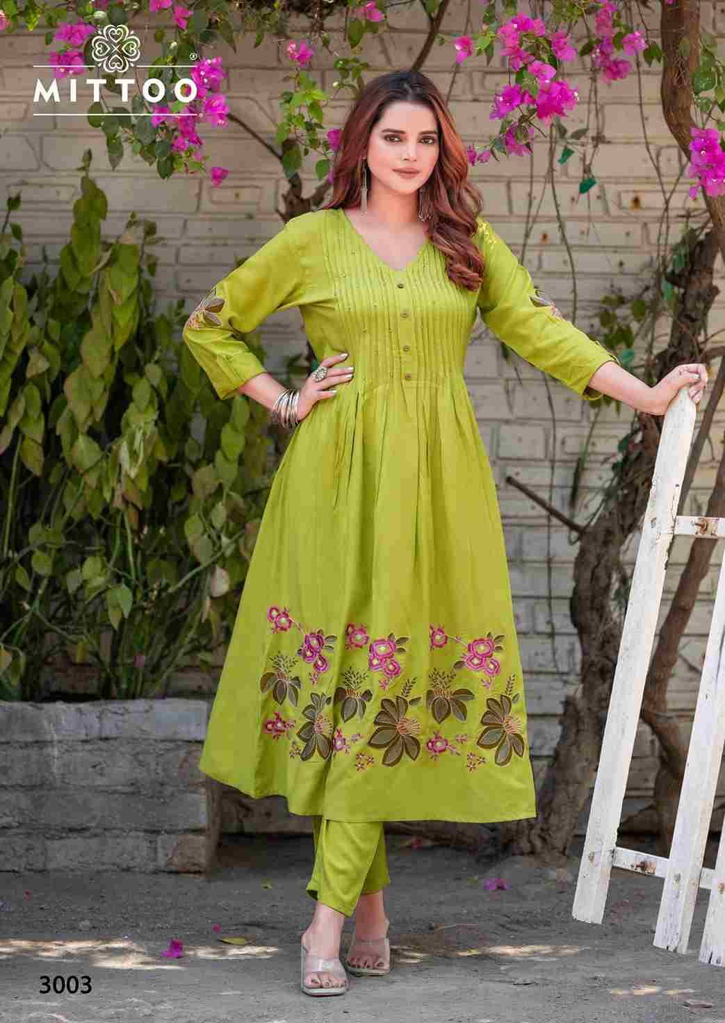 Tanvika By Mittoo 3001 To 3005 Series Designer Stylish Fancy Colorful Beautiful Party Wear & Ethnic Wear Collection Rayon Kurtis With Bottom At Wholesale Price