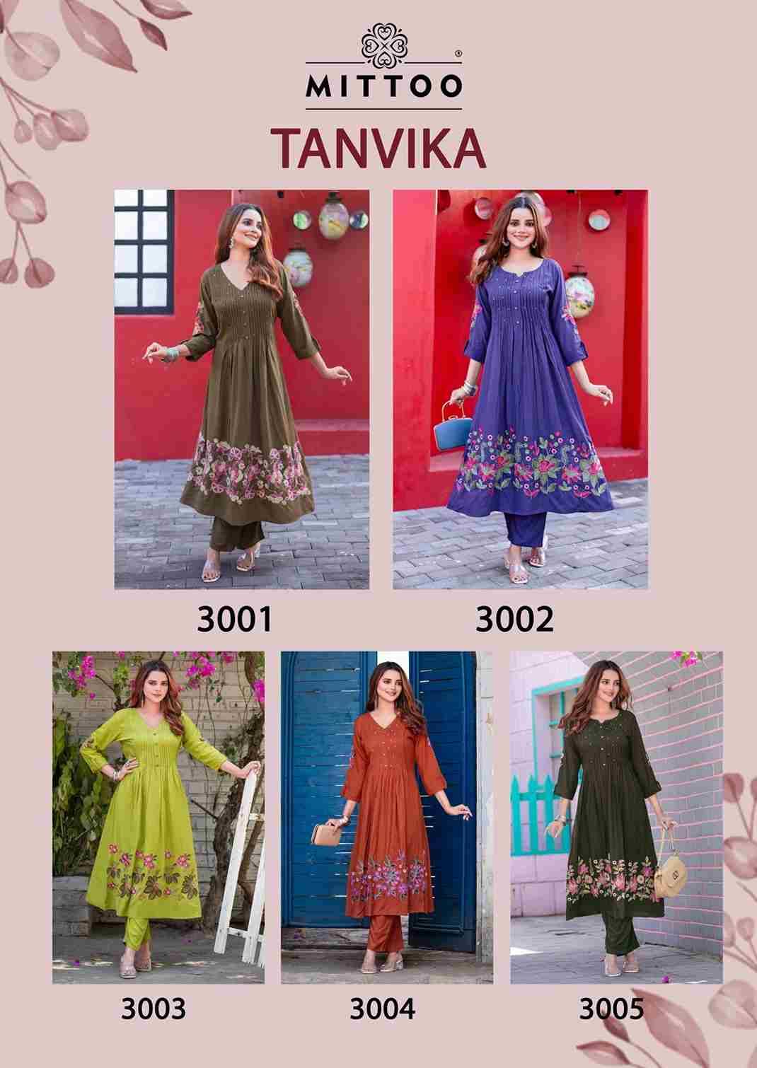Tanvika By Mittoo 3001 To 3005 Series Designer Stylish Fancy Colorful Beautiful Party Wear & Ethnic Wear Collection Rayon Kurtis With Bottom At Wholesale Price