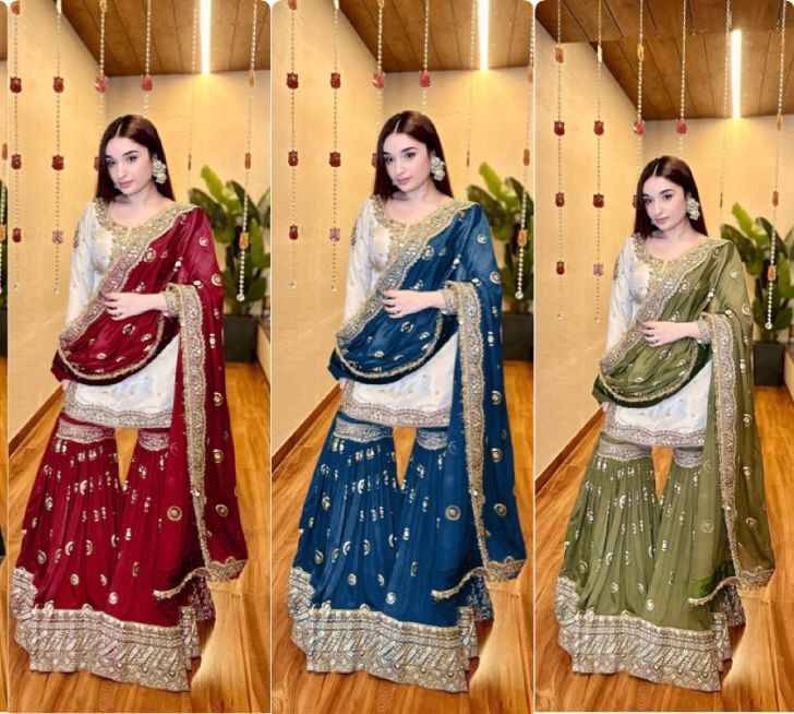 Kf-1667 By Fashid Wholesale 01 To 03 Series Sharara Beautiful Stylish Festive Suits Fancy Colorful Casual Wear & Ethnic Wear & Ready To Wear Heavy Chinnon Dresses At Wholesale Price