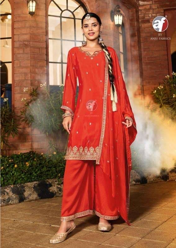 Sahiba Vol-7 By Anju Fabrics 4191 To 4196 Series Designer Festive Suits Collection Beautiful Stylish Fancy Colorful Party Wear & Occasional Wear Chinnon Dresses At Wholesale Price