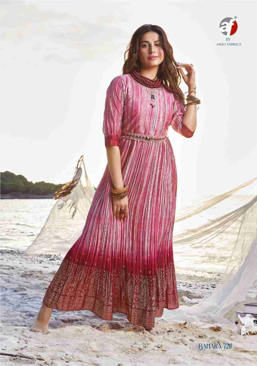 Bahara Vol-2 By Anju Fabrics 7211 To 7216 Series Beautiful Stylish Fancy Colorful Casual Wear & Ethnic Wear Pure Georgette Gowns At Wholesale Price