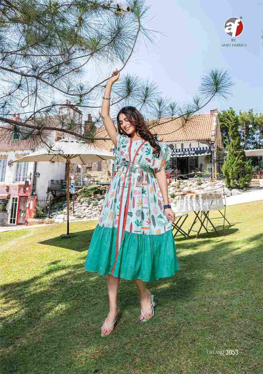 Dreamy Tales By Anju Fabrics 3051 To 3056 Series Designer Stylish Fancy Colorful Beautiful Party Wear & Ethnic Wear Collection Mal Cotton Kurtis With Jacket At Wholesale Price