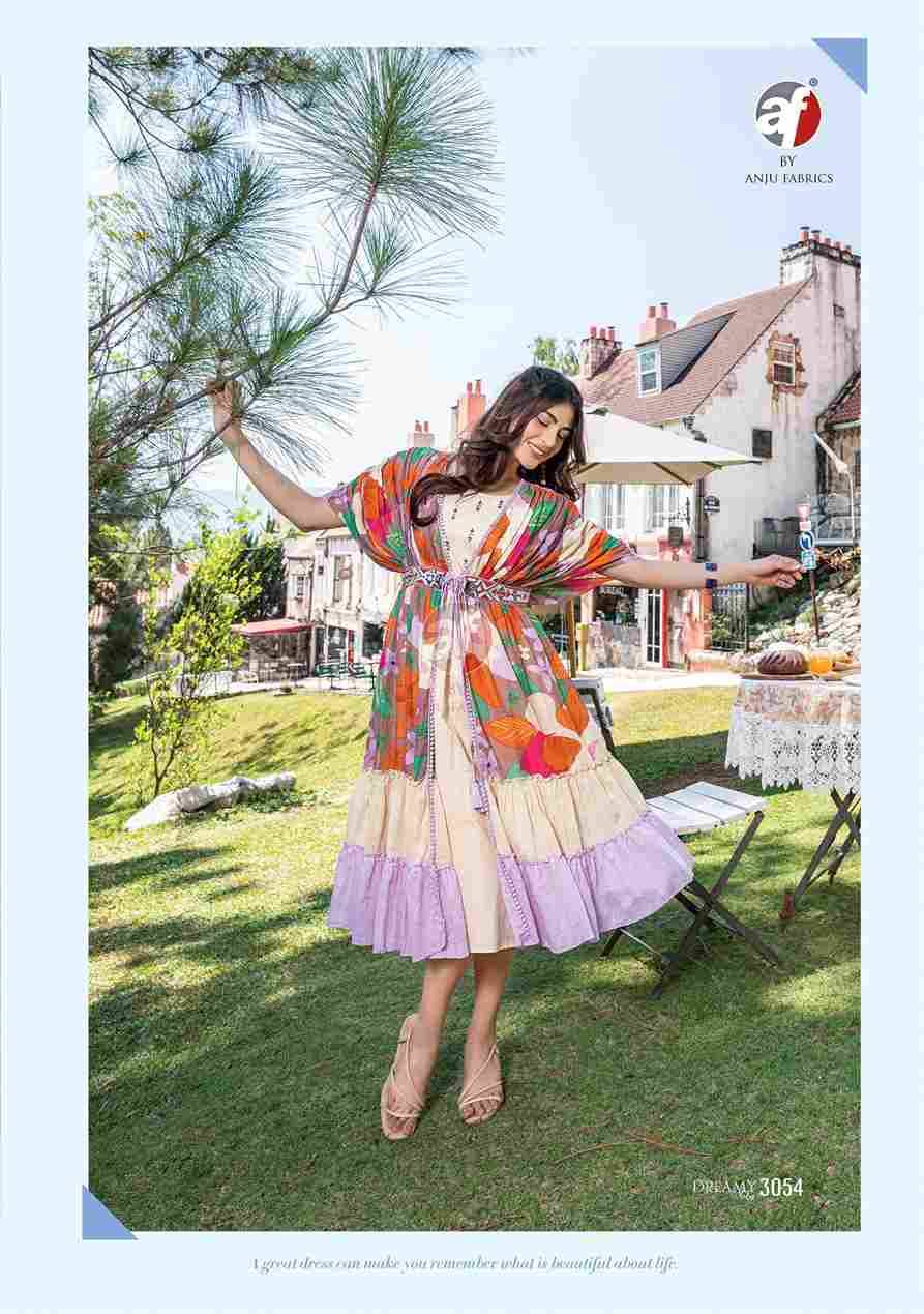 Dreamy Tales By Anju Fabrics 3051 To 3056 Series Designer Stylish Fancy Colorful Beautiful Party Wear & Ethnic Wear Collection Mal Cotton Kurtis With Jacket At Wholesale Price