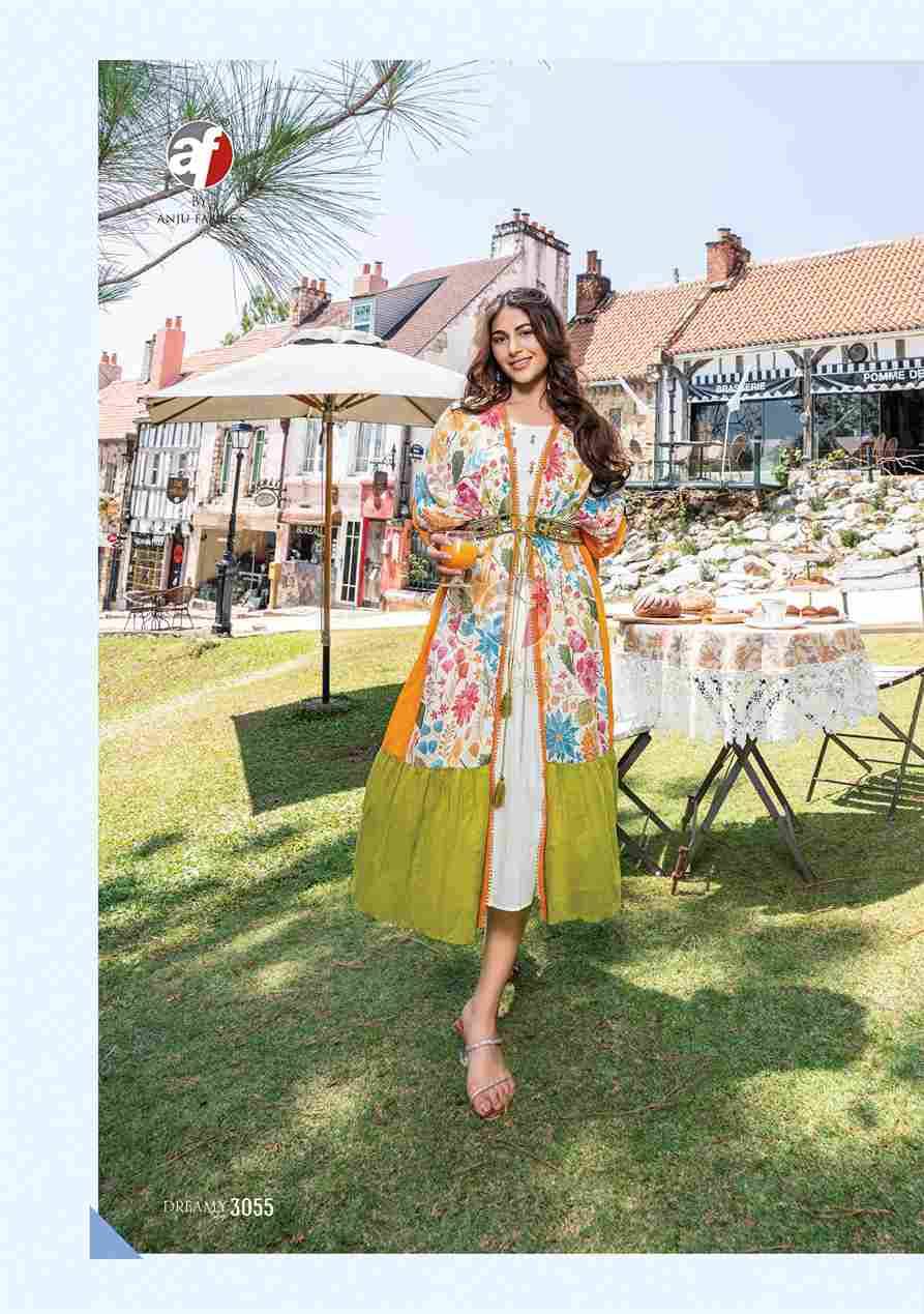Dreamy Tales By Anju Fabrics 3051 To 3056 Series Designer Stylish Fancy Colorful Beautiful Party Wear & Ethnic Wear Collection Mal Cotton Kurtis With Jacket At Wholesale Price
