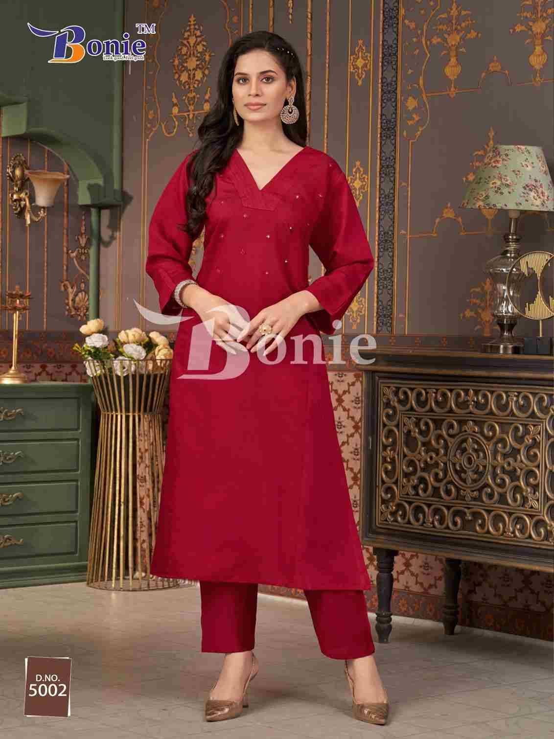 Naina Vol-5 By Bonie 5001 To 5005 Series Designer Stylish Fancy Colorful Beautiful Party Wear & Ethnic Wear Collection Viscose Kurtis With Bottom At Wholesale Price