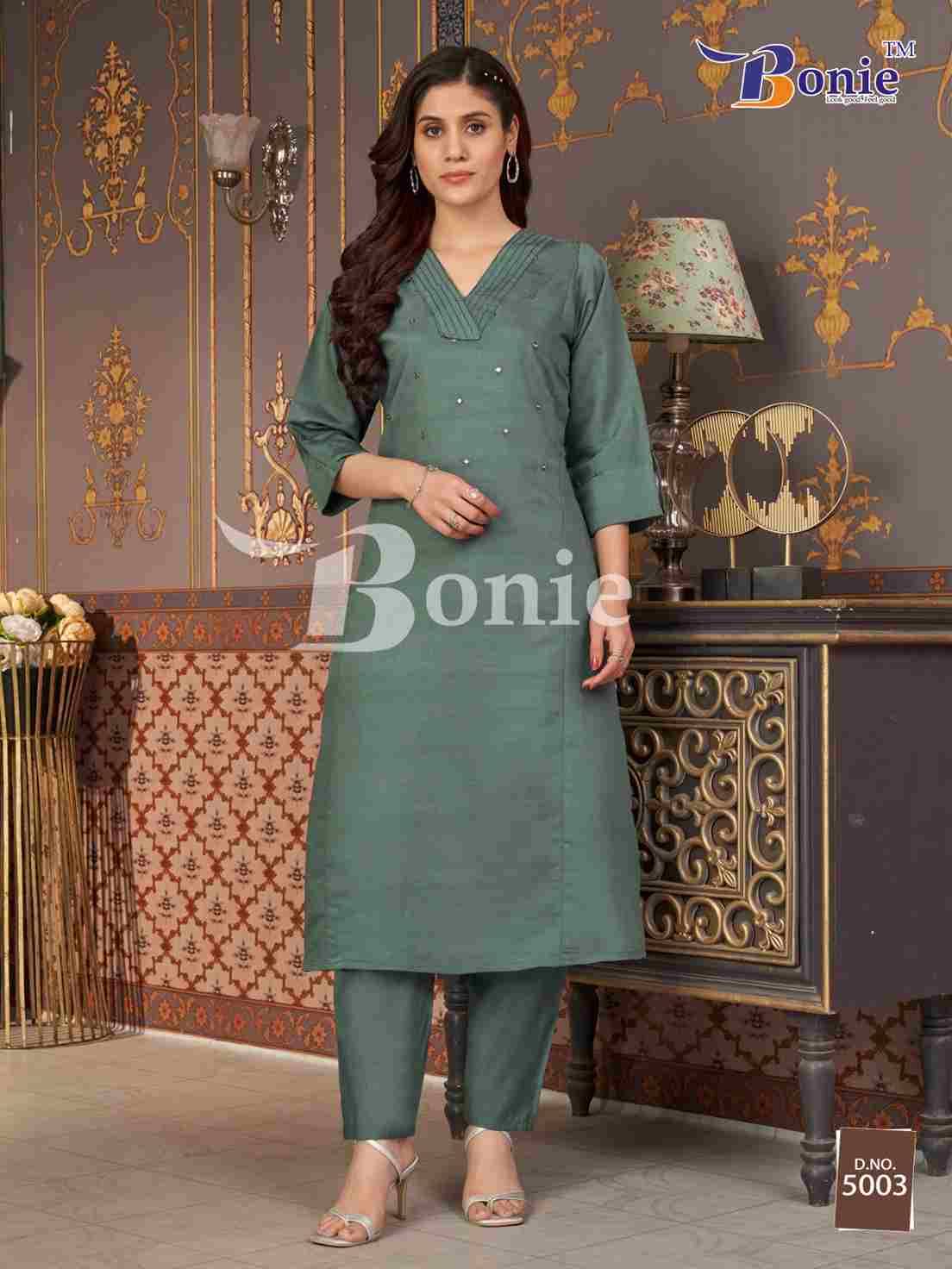 Naina Vol-5 By Bonie 5001 To 5005 Series Designer Stylish Fancy Colorful Beautiful Party Wear & Ethnic Wear Collection Viscose Kurtis With Bottom At Wholesale Price