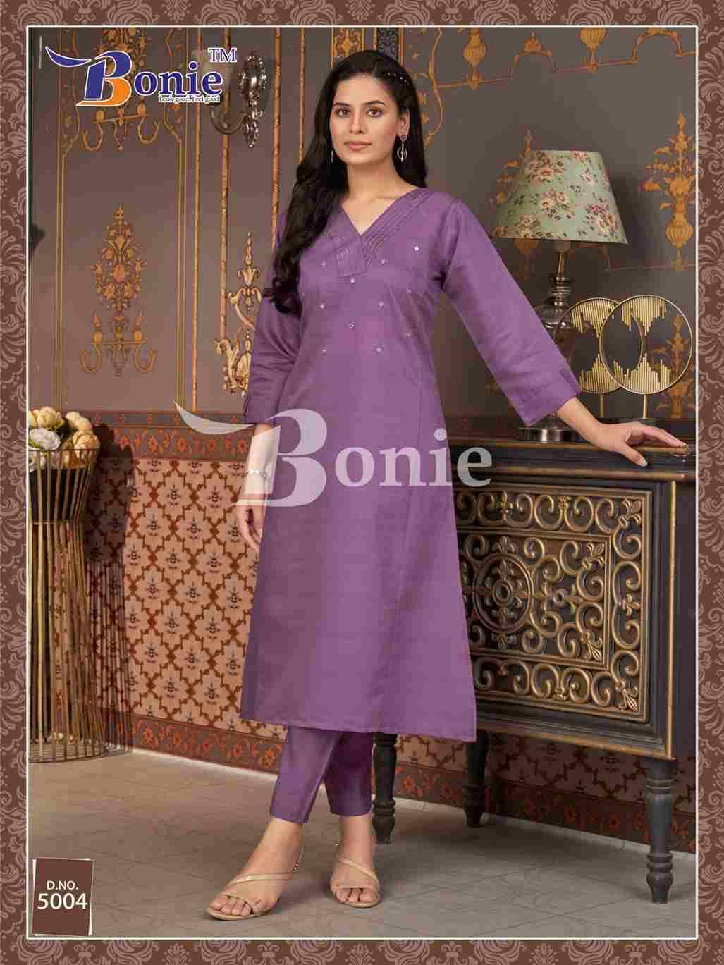 Naina Vol-5 By Bonie 5001 To 5005 Series Designer Stylish Fancy Colorful Beautiful Party Wear & Ethnic Wear Collection Viscose Kurtis With Bottom At Wholesale Price