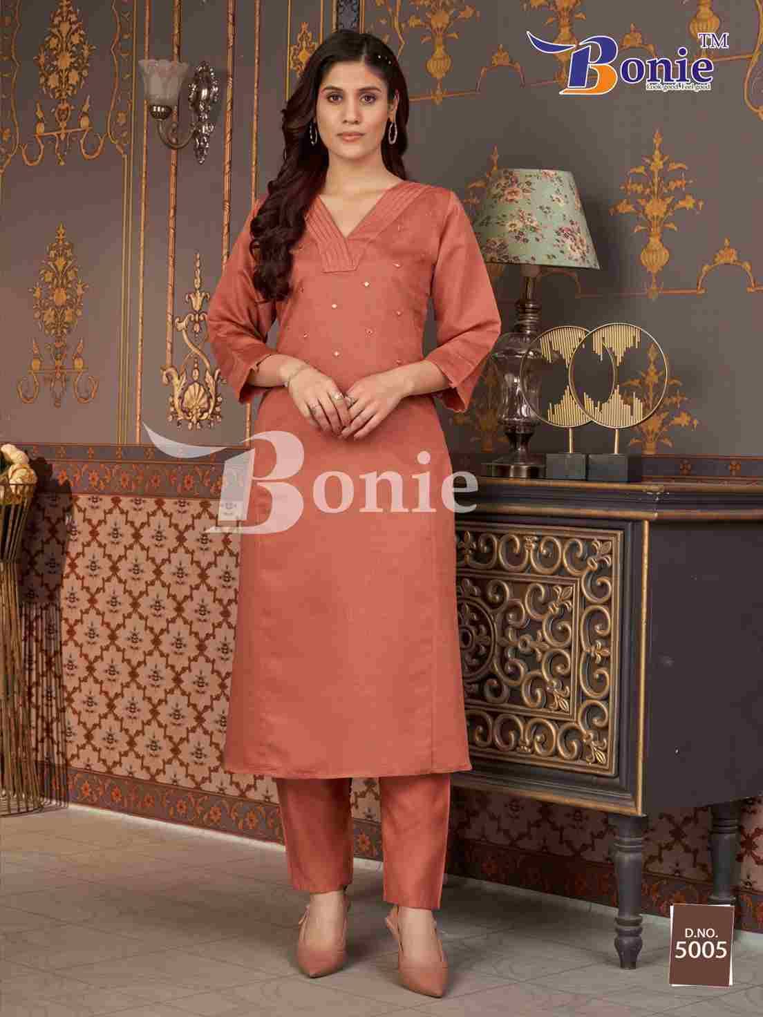 Naina Vol-5 By Bonie 5001 To 5005 Series Designer Stylish Fancy Colorful Beautiful Party Wear & Ethnic Wear Collection Viscose Kurtis With Bottom At Wholesale Price