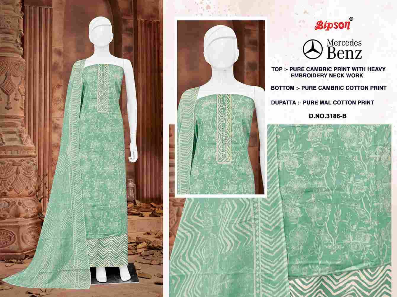 Mercedes Benz-3186 By Bipson 3186-A To 3186-D Series Beautiful Stylish Festive Suits Fancy Colorful Casual Wear & Ethnic Wear & Ready To Wear Pure Cambric Print With Embroidered Dresses At Wholesale Price