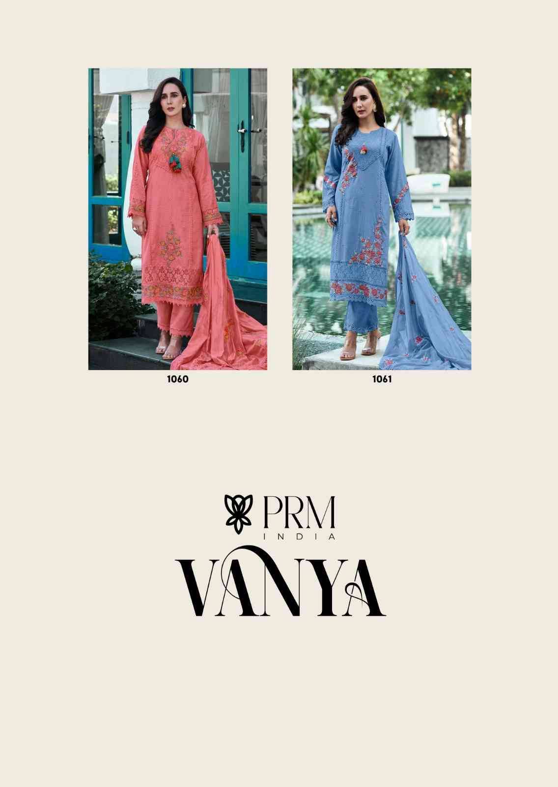 Vanya By Prm Trendz 1056 To 1061 Series Beautiful Pakistani Suits Colorful Stylish Fancy Casual Wear & Ethnic Wear Pure Cotton Dresses At Wholesale Price