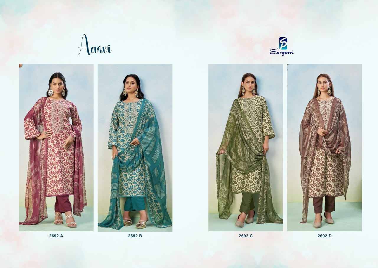 Aarvi By Sargam 2692-A To 2692-D Series Beautiful Festive Suits Stylish Fancy Colorful Casual Wear & Ethnic Wear Pure Lawn Cotton Dresses At Wholesale Price