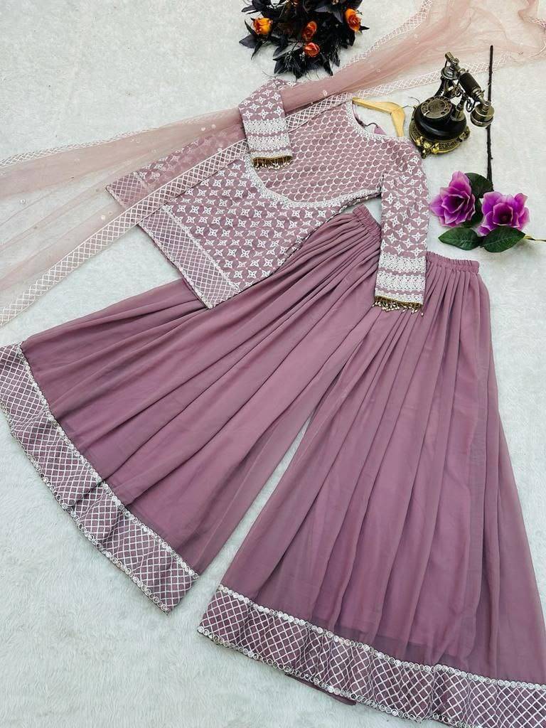 Zs-5001 By Fashid Wholesale Sharara Beautiful Colorful Fancy Wedding Collection Occasional Wear & Party Wear Faux Georgette Dresses At Wholesale Price