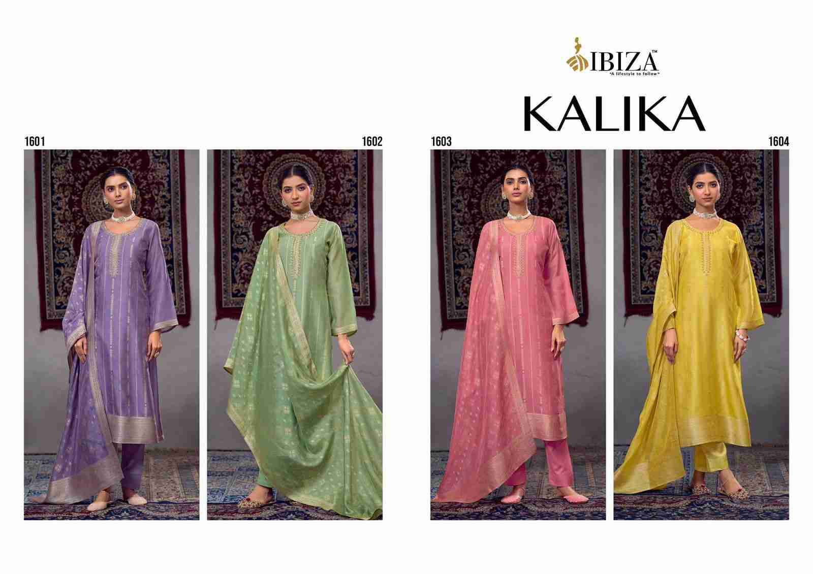Kalika By Ibiza 1601 To 1604 Series Designer Festive Suits Beautiful Fancy Stylish Colorful Party Wear & Occasional Wear Pure Silk Jacquard Dresses At Wholesale Price