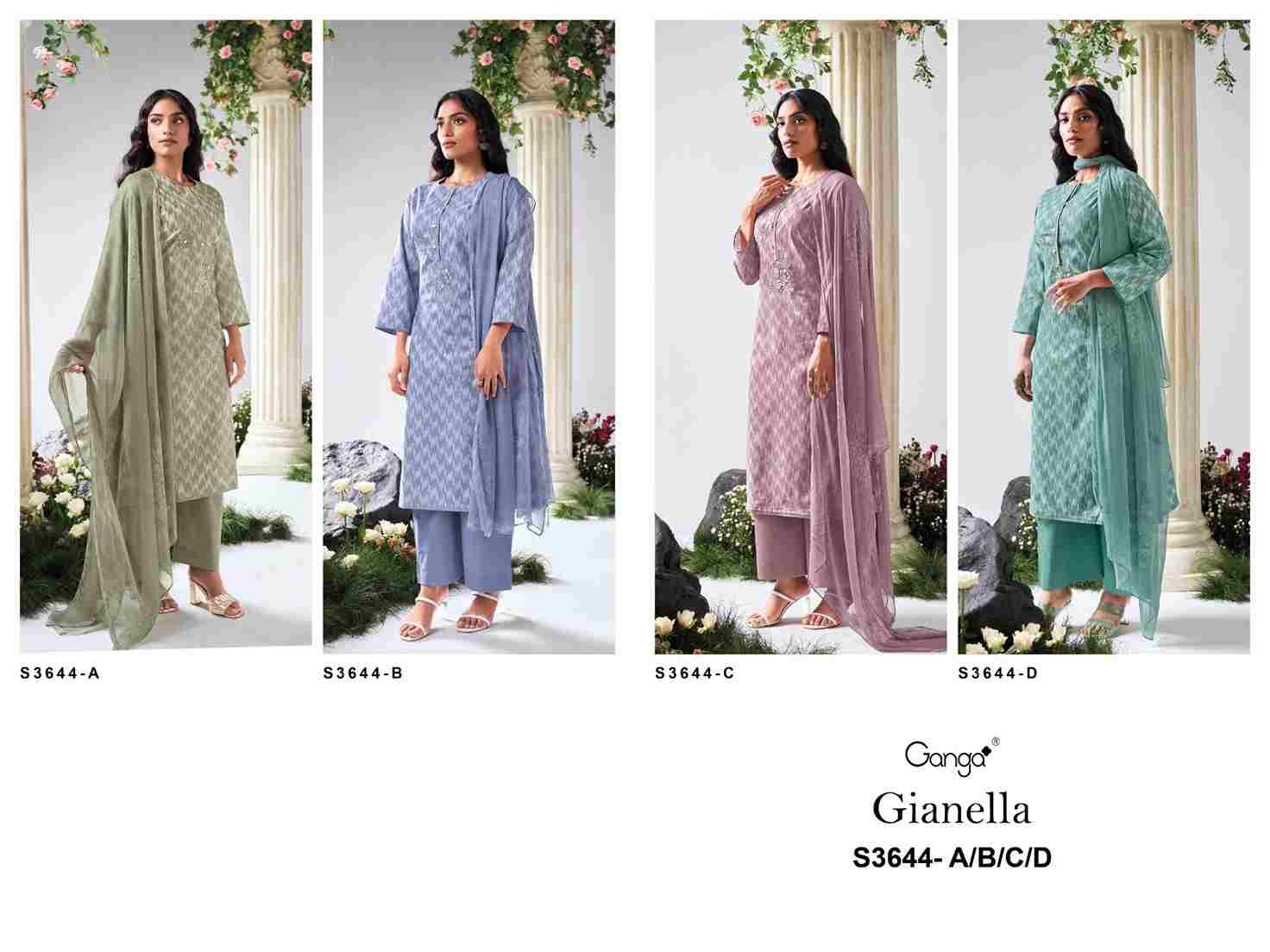 Gianella-3644 By Ganga Fashion 3644-A To 3644-D Series Beautiful Festive Suits Colorful Stylish Fancy Casual Wear & Ethnic Wear Premium Cotton Dresses At Wholesale Price