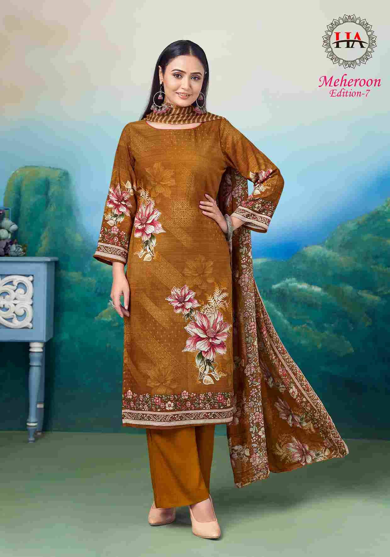 Meheroon Vol-7 By Harshit Fashion Hub 2035-851-01 To 2035-851-06 Series Beautiful Festive Suits Stylish Fancy Colorful Casual Wear & Ethnic Wear Pure Viscose Rayon Dresses At Wholesale Price