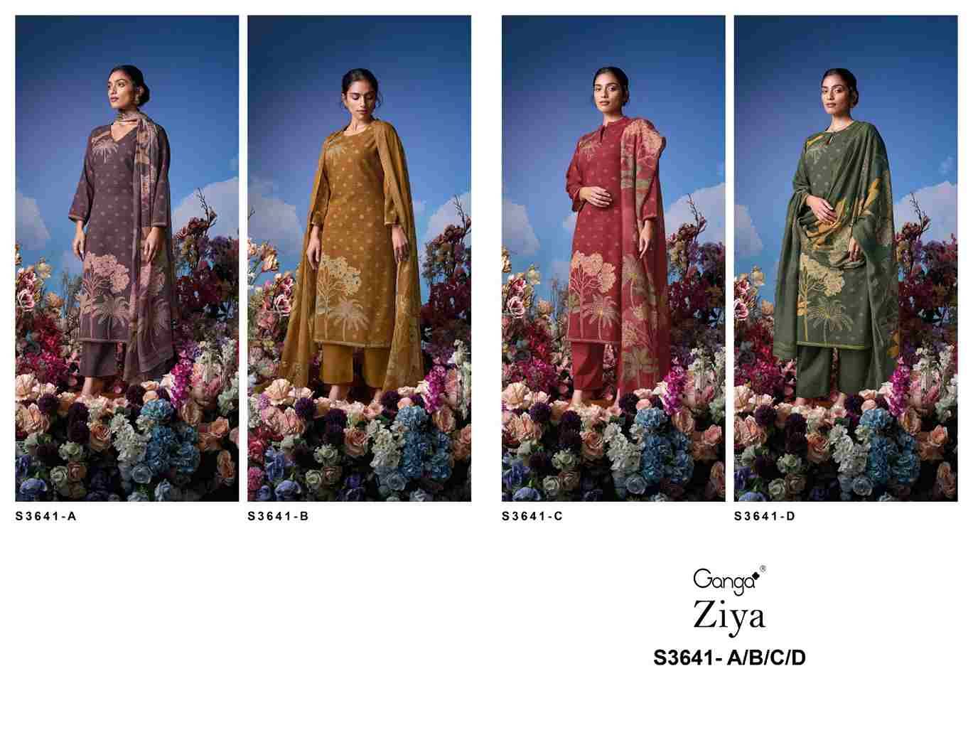 Ziya-3641 By Ganga Fashion 3641-A To 3641-D Series Beautiful Festive Suits Colorful Stylish Fancy Casual Wear & Ethnic Wear Pure Cotton Dresses At Wholesale Price