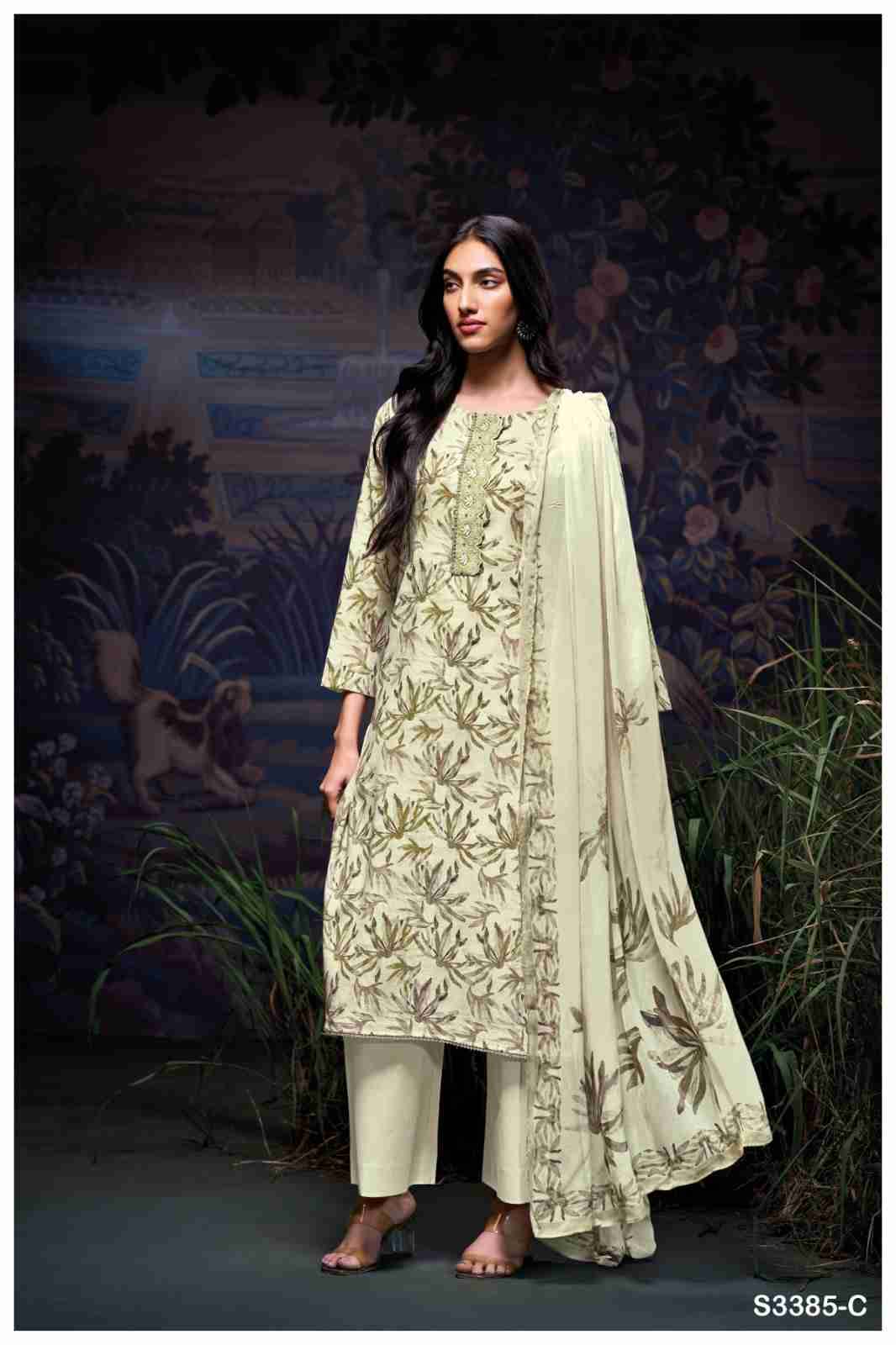 Ireland-3385 By Ganga Fashion 3385-A To 3385-D Series Beautiful Festive Suits Colorful Stylish Fancy Casual Wear & Ethnic Wear Pure Cotton Linen Dresses At Wholesale Price