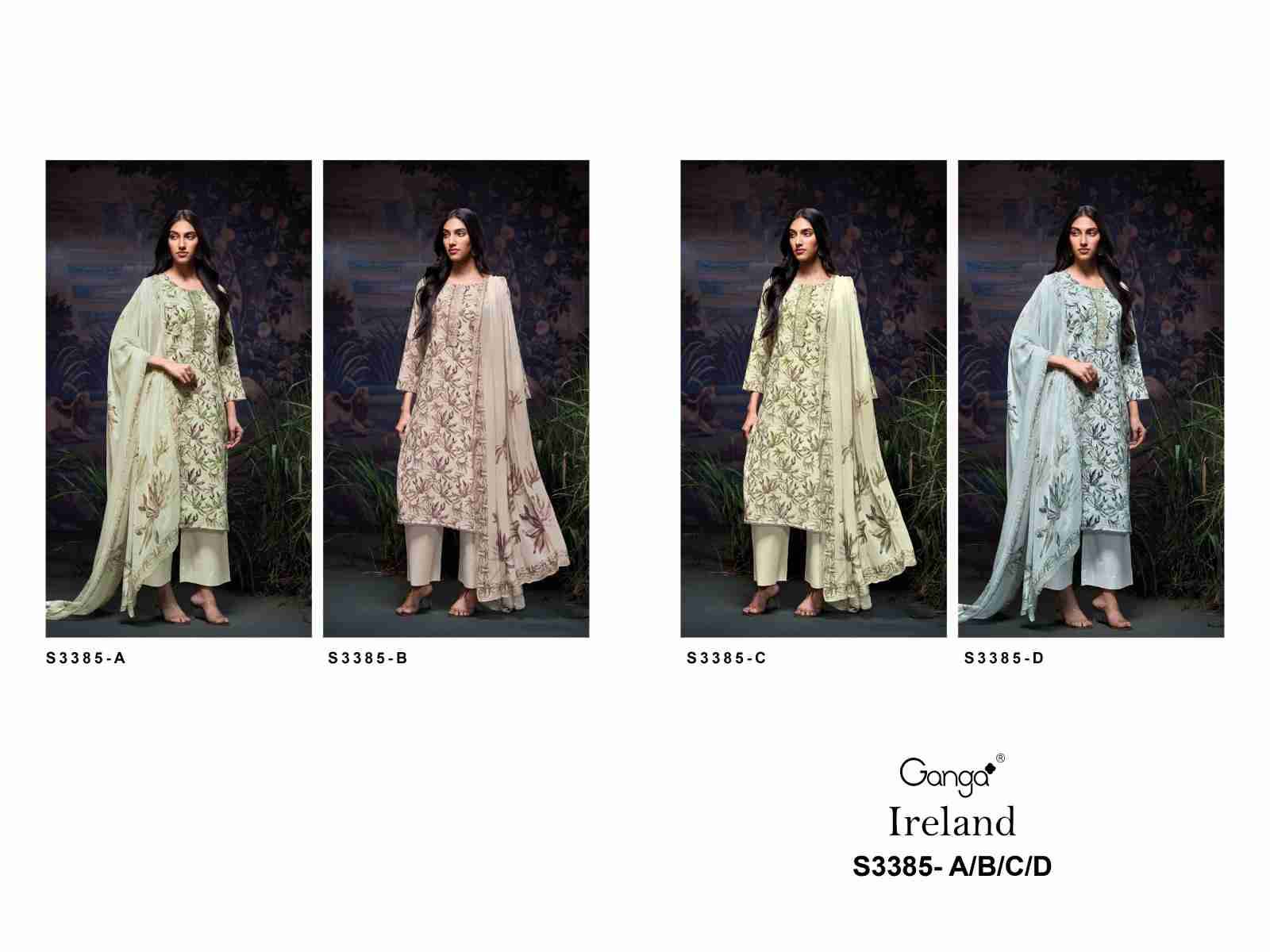 Ireland-3385 By Ganga Fashion 3385-A To 3385-D Series Beautiful Festive Suits Colorful Stylish Fancy Casual Wear & Ethnic Wear Pure Cotton Linen Dresses At Wholesale Price