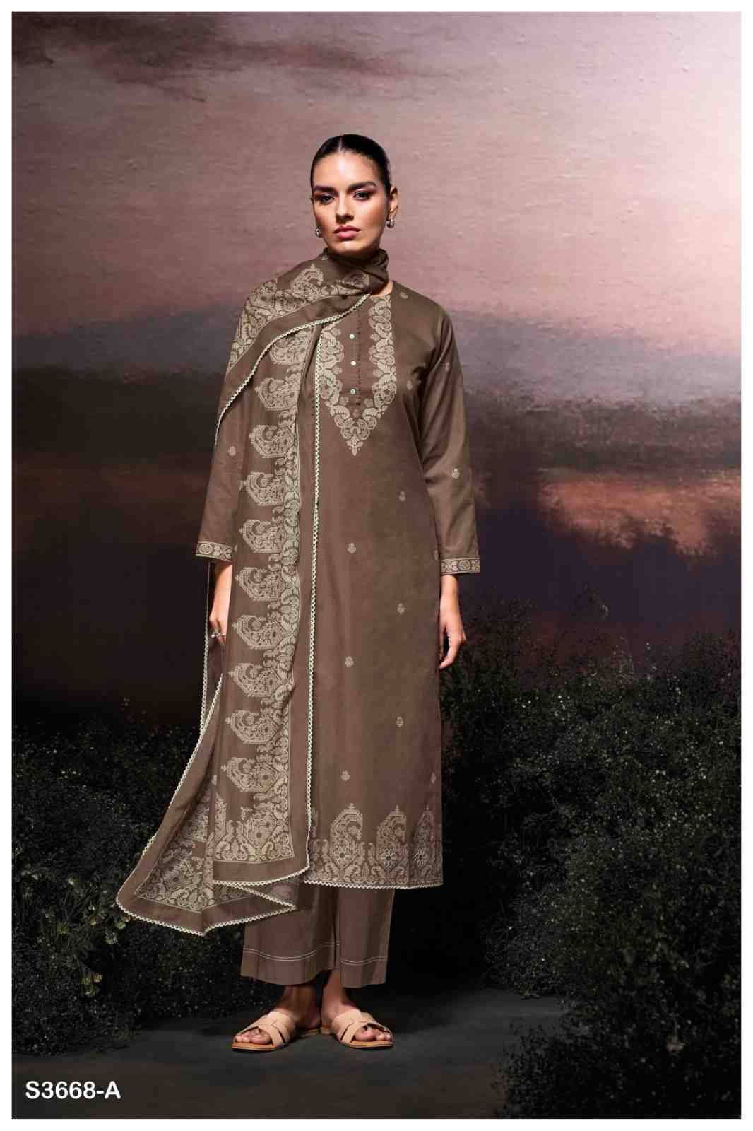 Dilara-3668 By Ganga Fashion 3668-A To 3668-D Series Beautiful Festive Suits Colorful Stylish Fancy Casual Wear & Ethnic Wear Pure Cotton Dresses At Wholesale Price