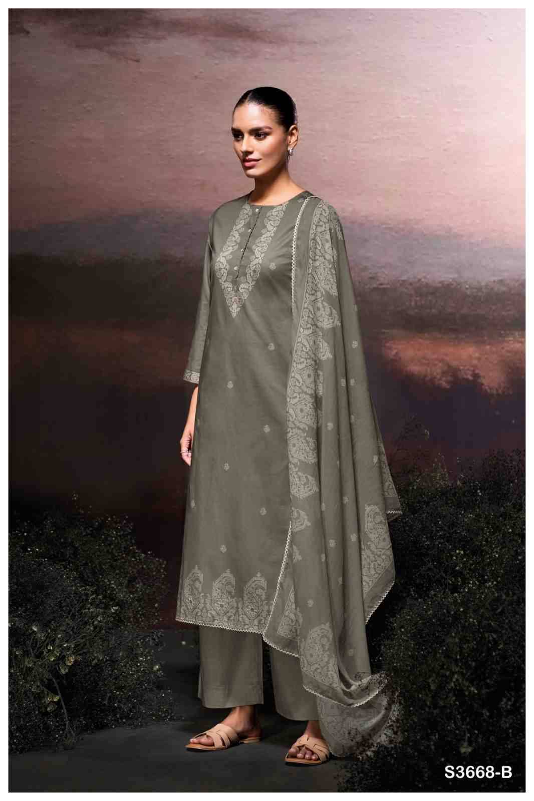Dilara-3668 By Ganga Fashion 3668-A To 3668-D Series Beautiful Festive Suits Colorful Stylish Fancy Casual Wear & Ethnic Wear Pure Cotton Dresses At Wholesale Price