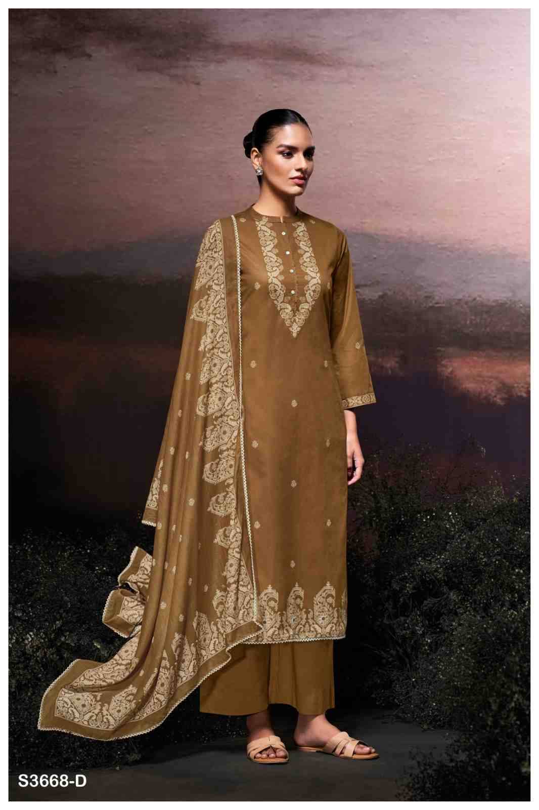 Dilara-3668 By Ganga Fashion 3668-A To 3668-D Series Beautiful Festive Suits Colorful Stylish Fancy Casual Wear & Ethnic Wear Pure Cotton Dresses At Wholesale Price