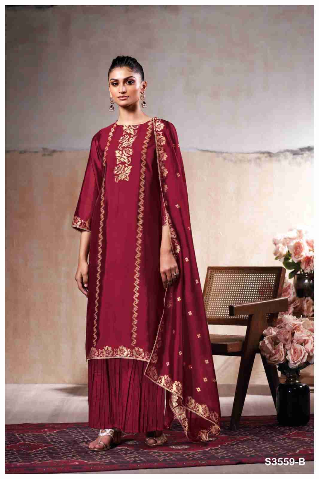 Paulina-3559 By Ganga Fashion 3559-A To 3559-D Series Beautiful Festive Suits Colorful Stylish Fancy Casual Wear & Ethnic Wear Pure Viscose Silk Dresses At Wholesale Price